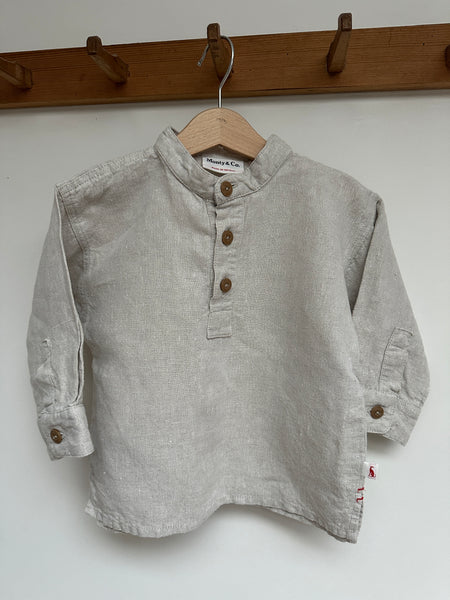 Loved ECRU heavyweight linen FIELD Grandad Shirt 3/4 Years _ SAMPLE