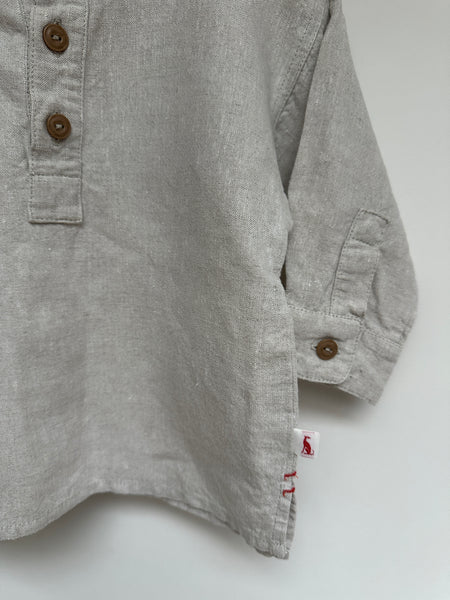 Loved ECRU heavyweight linen FIELD Grandad Shirt 3/4 Years _ SAMPLE