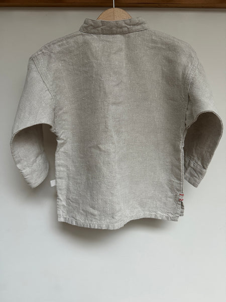 Loved ECRU heavyweight linen FIELD Grandad Shirt 3/4 Years _ SAMPLE