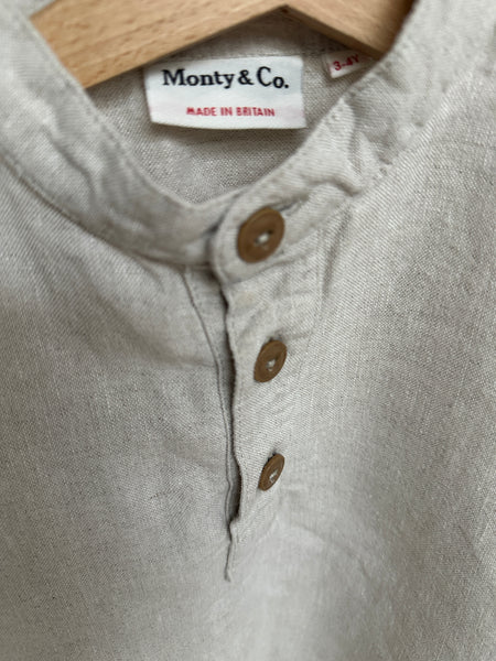 Loved ECRU heavyweight linen FIELD Grandad Shirt 3/4 Years _ SAMPLE