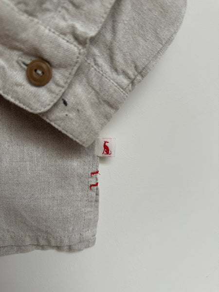 Loved ECRU heavyweight linen FIELD Grandad Shirt 3/4 Years _ SAMPLE