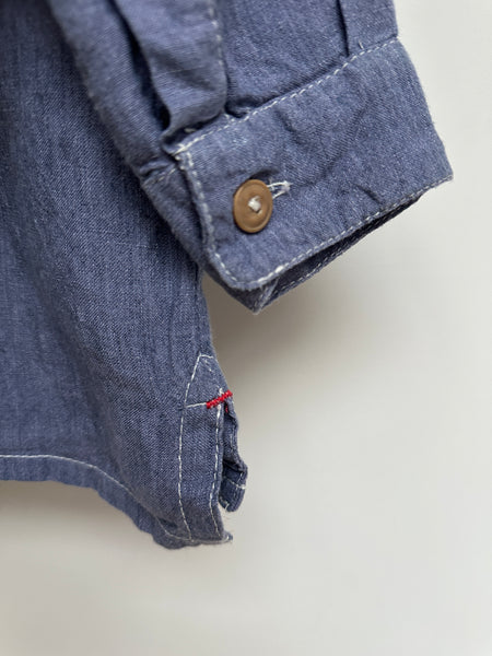 Loved Blue linen FIELD Grandad Shirt 3/4 Years _ SAMPLE
